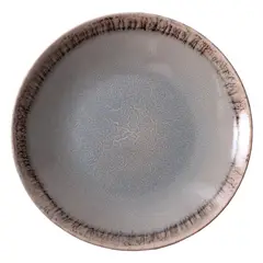 GENERICO - Plato Llano Entrada Cerámica Gris Con Marrón 22cm X4