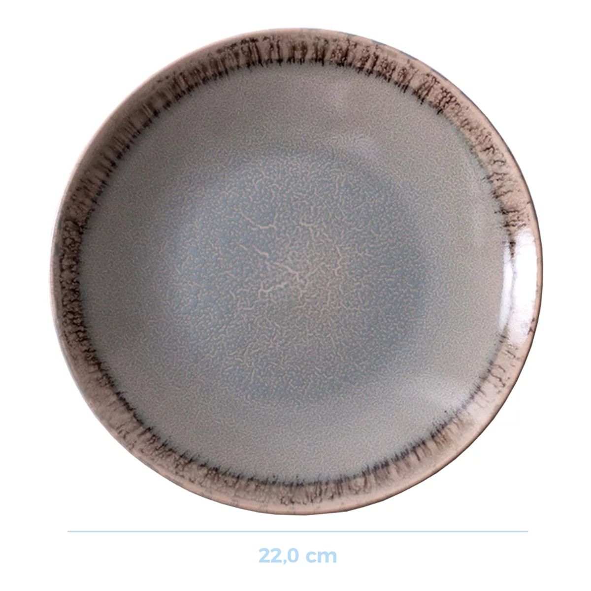 GENERICO - Plato Llano Entrada Cerámica Gris Con Marrón 22cm X4