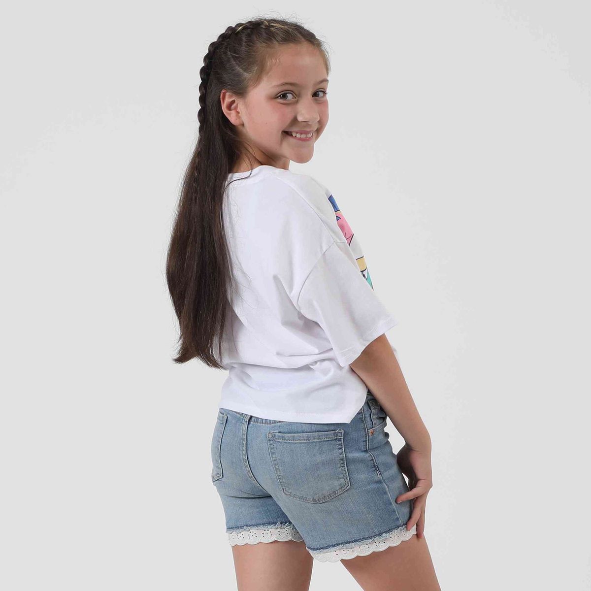 SONIC - Polera Manga Corta Niña Amy y Sonic Blanco Sonic