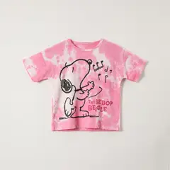 SNOOPY - Polera Manga Corta Niña Tie Dye Rosado