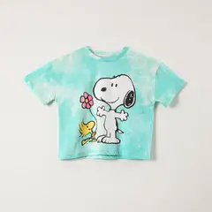 SNOOPY - Polera Manga Corta Niña Woodst Turquesa