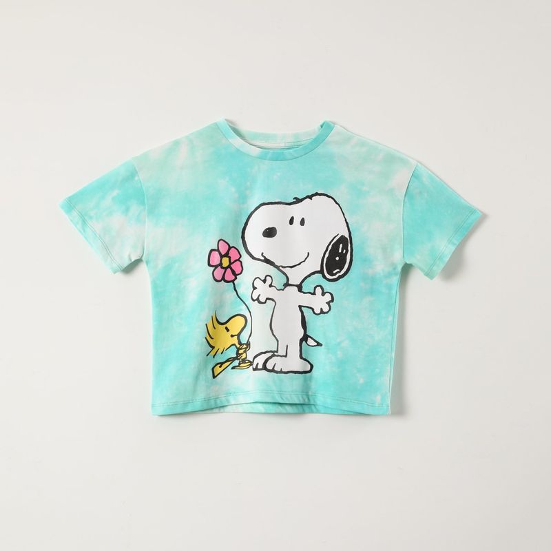 SNOOPY - Polera Manga Corta Niña Woodst Turquesa Snoopy