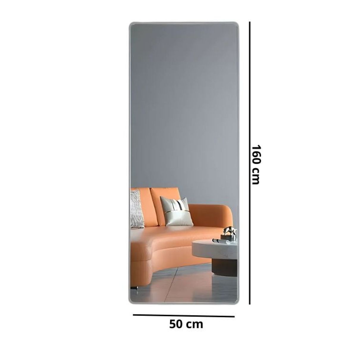 CRUSEC - Espejo De Cuerpo Entero 160 X 50 Cm Anti Explosión - Gris