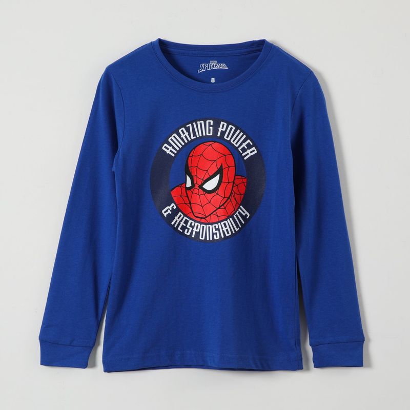 MARVEL - Polera Manga Larga Niño Cara Azul Marvel