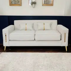MUEBLES NEW - SOFA PARIS DOS CUERPOS BLANCO VELVET
