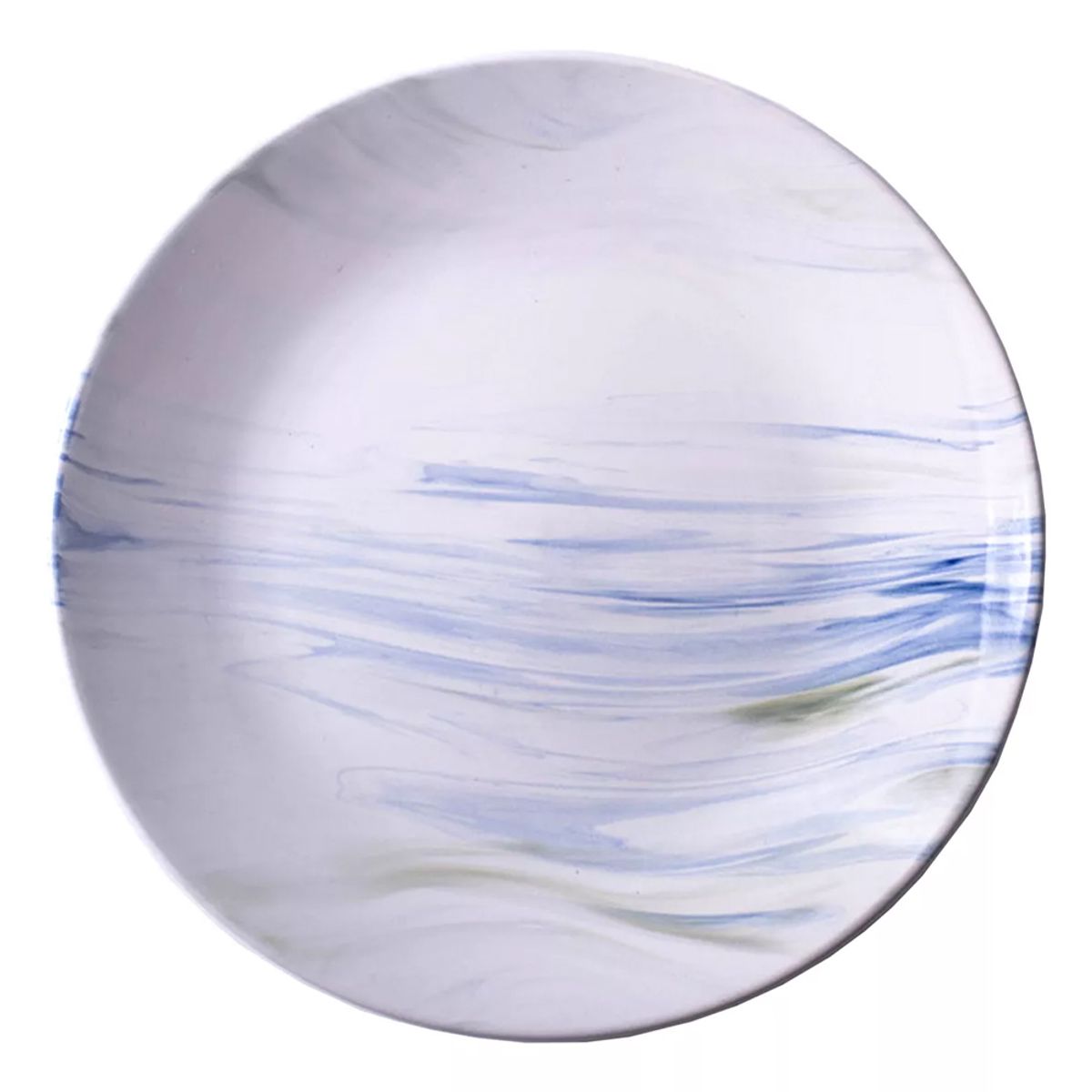 GENERICO - Plato Llano De Fondo Cerámica Blanco Trazos Azules 263mm X4