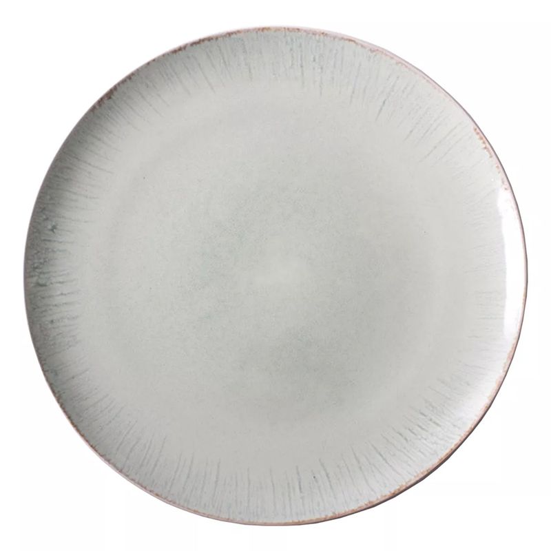 GENERICO - Plato Llano De Fondo Cerámica Verde Liso Con Rayas 29cm X4
