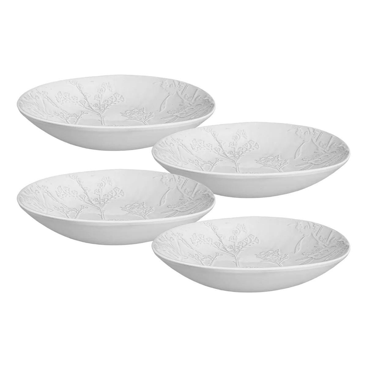 GENERICO - Plato Hondo Sopero De Cerámica Ramas Con Flores 222x50mm X4