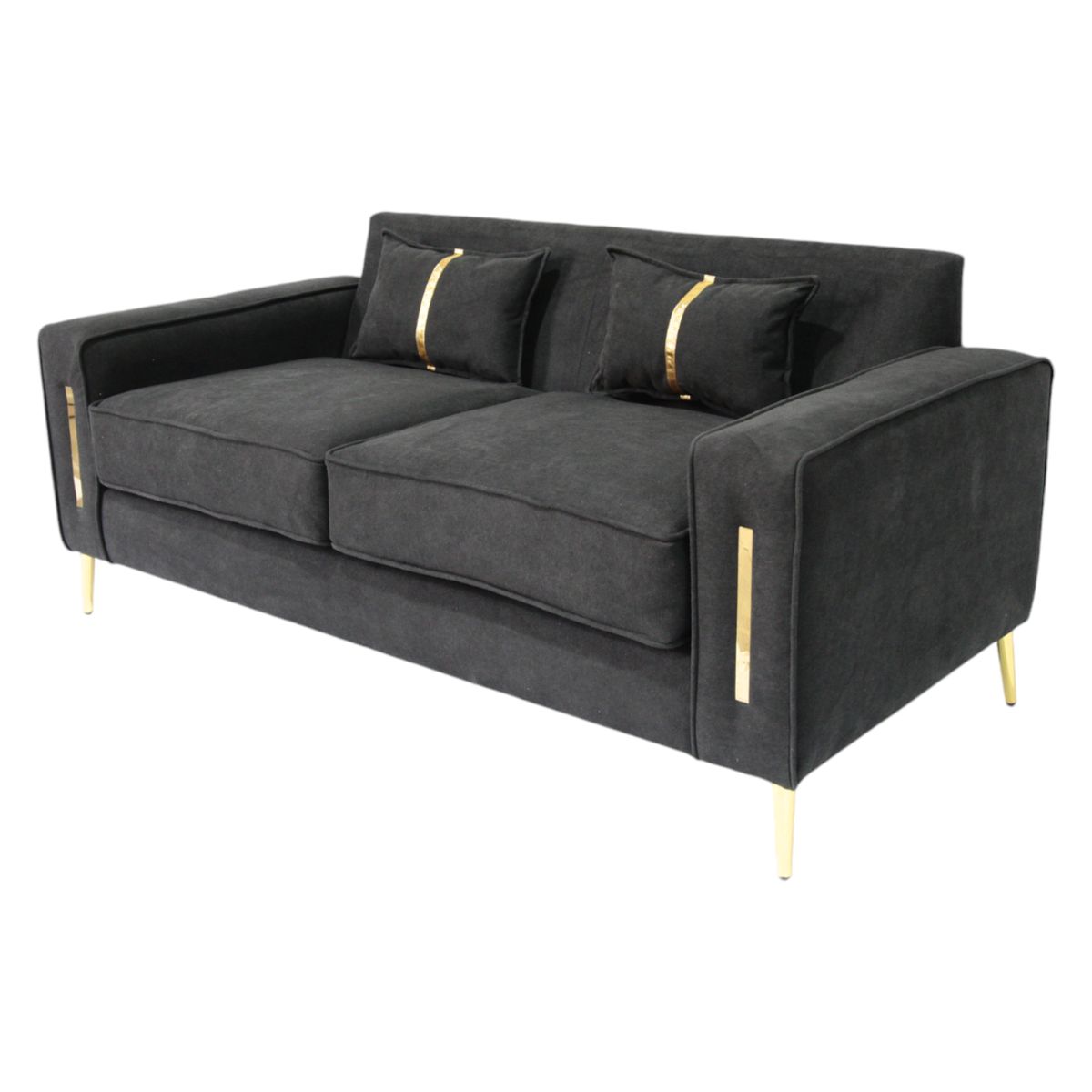 MUEBLES NEW - SOFA PARIS DOS CUERPOS NEGRO VELVET