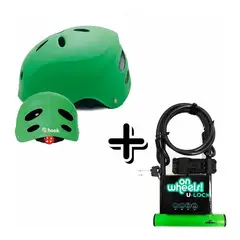 HOOK - Set Casco Street Con Luz + Candado Largo Tipo U + Piola
