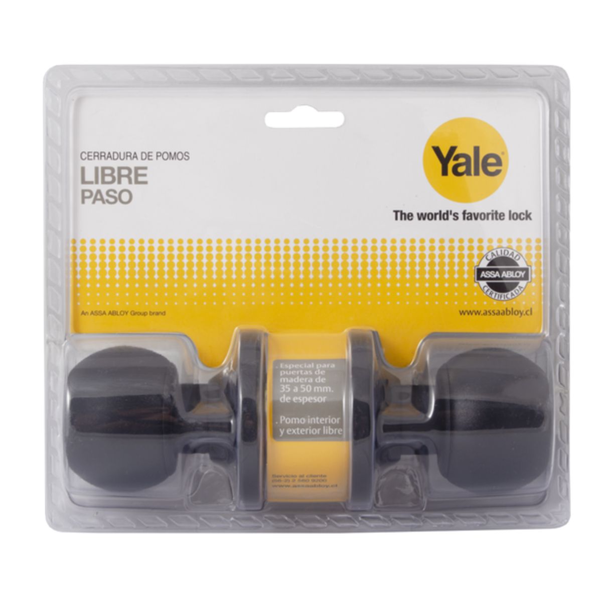 YALE - Cerradura Cilíndrica Pomo  YALE Libre Paso