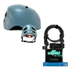 HOOK - Set Casco Street Con Luz + Candado Largo Tipo U + Piola