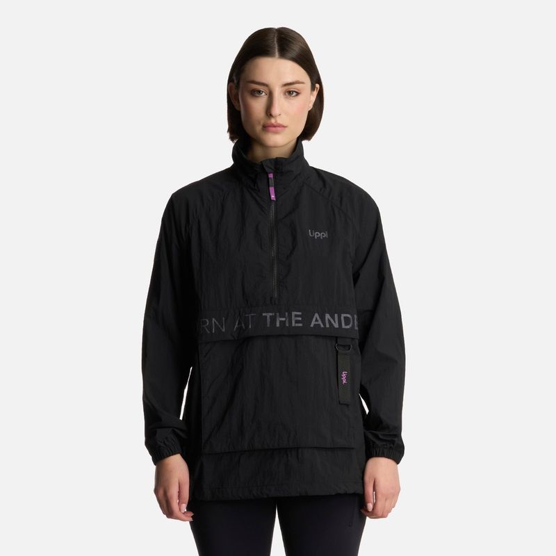 LIPPI - Chaqueta Mujer WindCity WindBreaker 1/4 Zip Jacket Negro Lippi