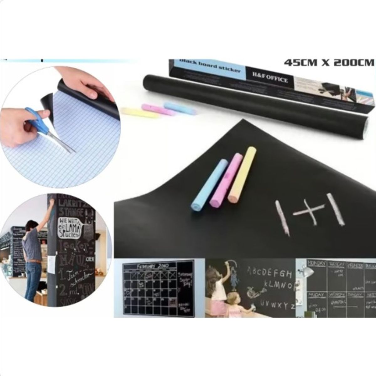 GENERICO - Papel Pizarra Adhesiva Negra