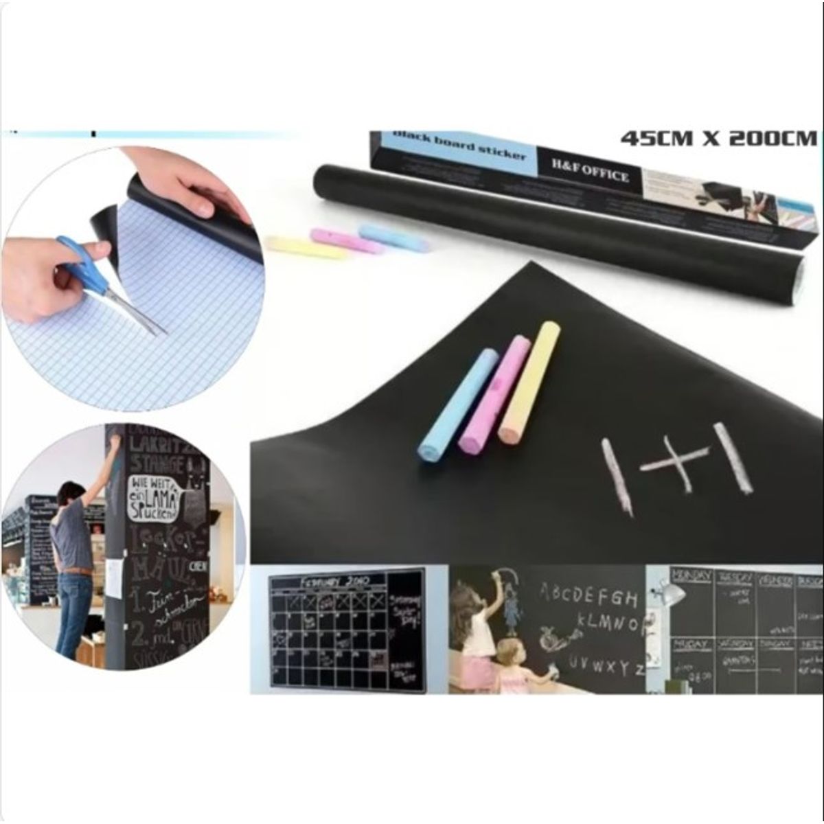 GENERICO - Papel Pizarra Adhesiva Negra