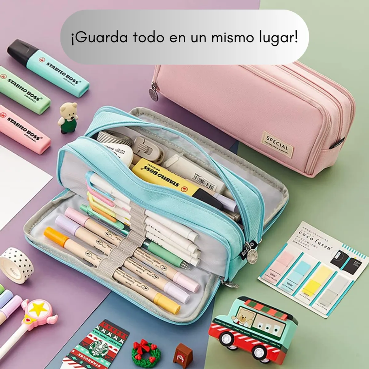 GENERICO - Estuche Para Lapices Escolar Tres Capas Gran Capacidad