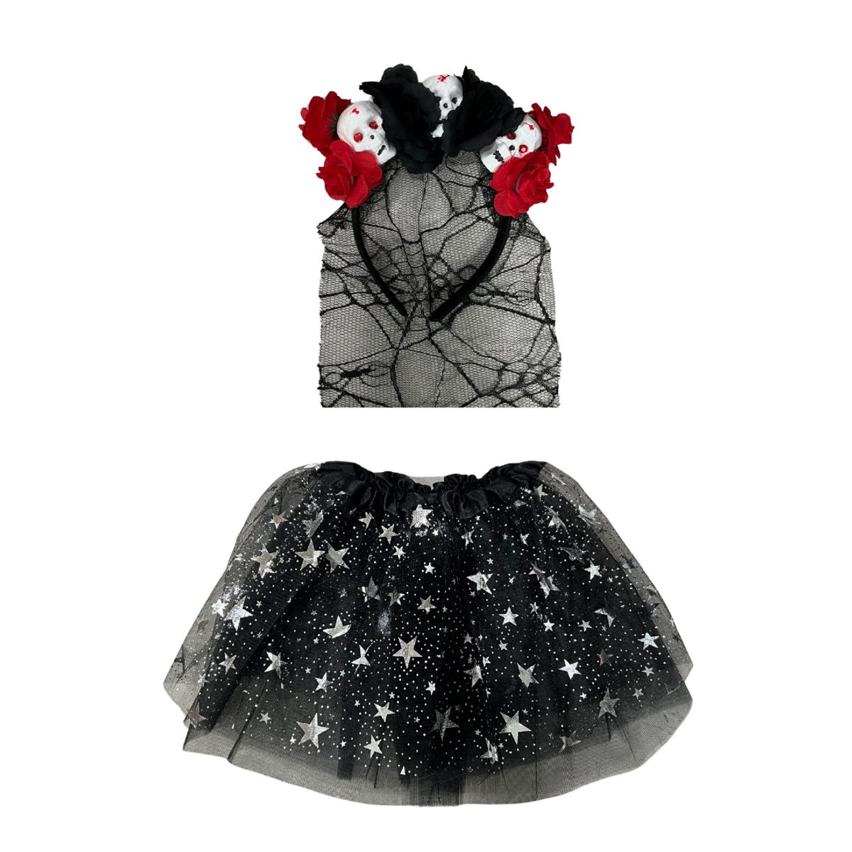 GENERICO - Disfraz Catrina Niña Tutu + Diadema Halloween