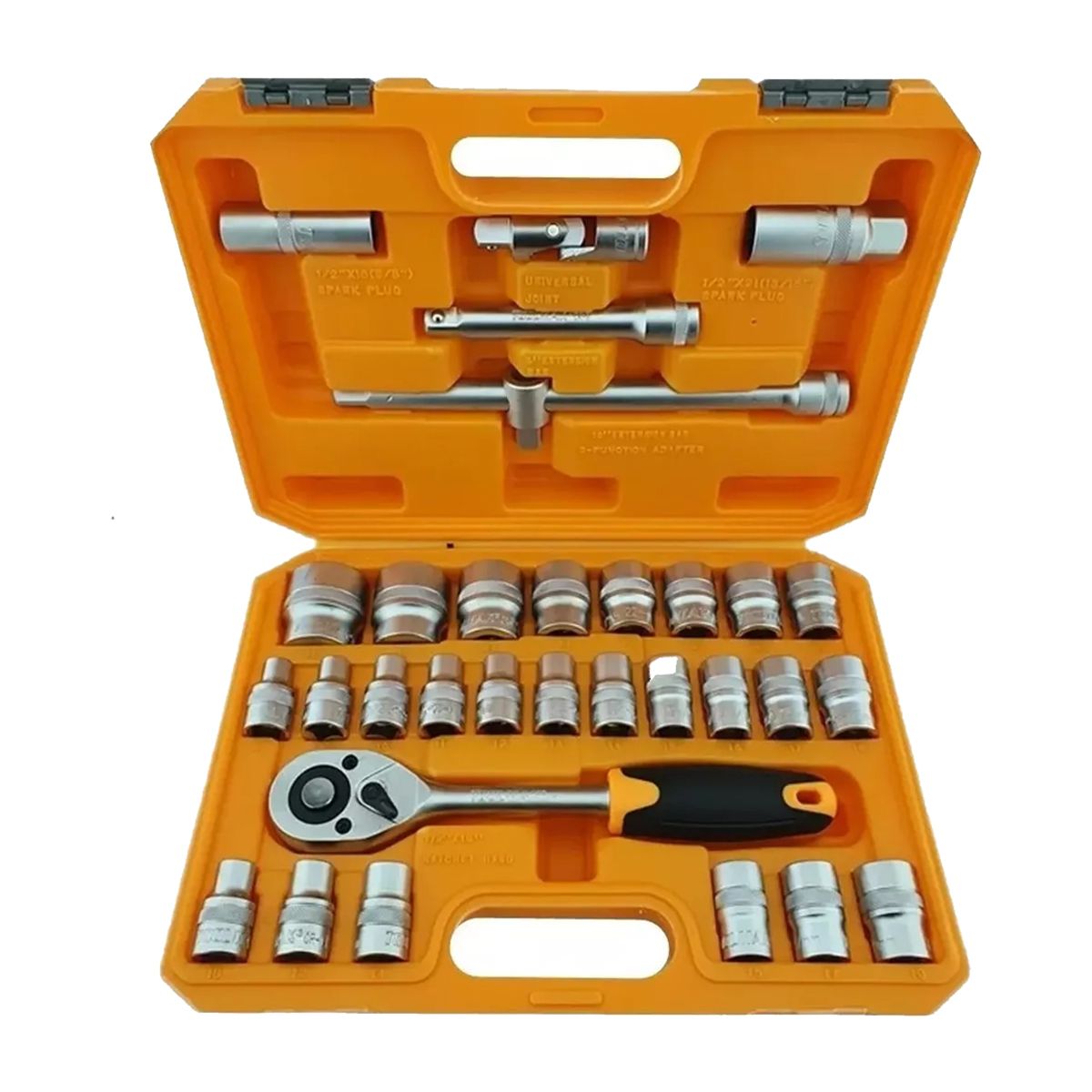 GENERICO - Juego Caja Set Dados Con Chicharra 1/2 32 Piezas Toolmak Color Naranja