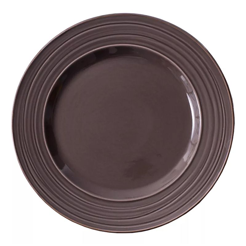 GENERICO - Plato Llano De Fondo Cerámica Líneas Circulares 272mm X6