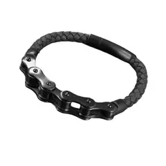 MERCADO CBF - Pulsera Mixta Diseño Único De Cadena Metálica Y Cuero