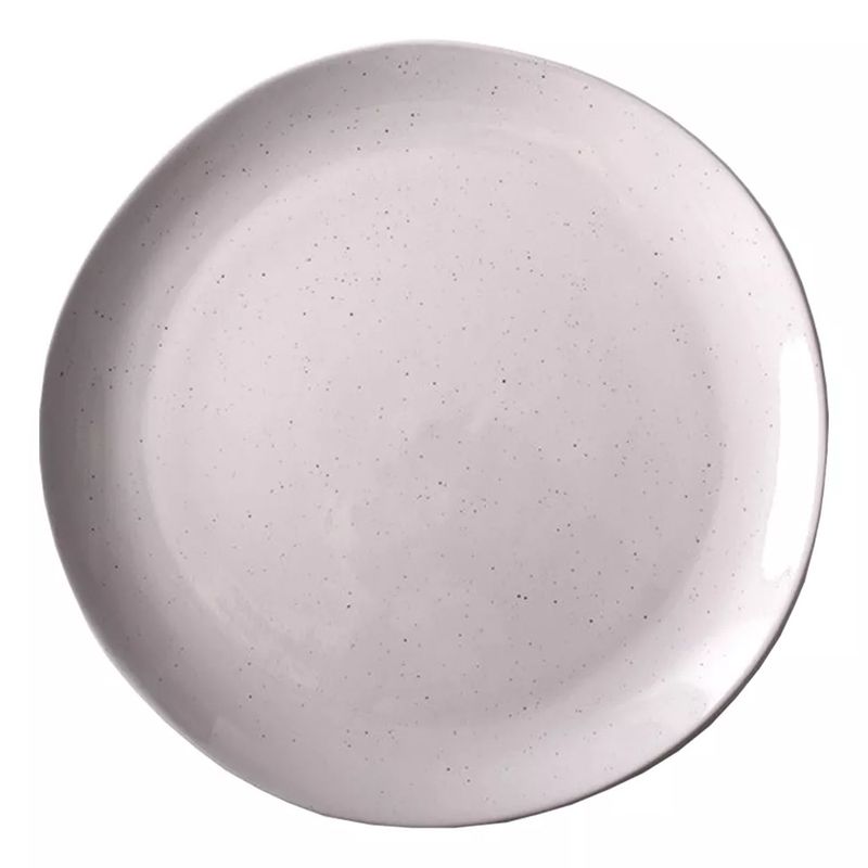 GENERICO - Plato Llano De Fondo Cerámica Blanco Con Puntos 26cm X4
