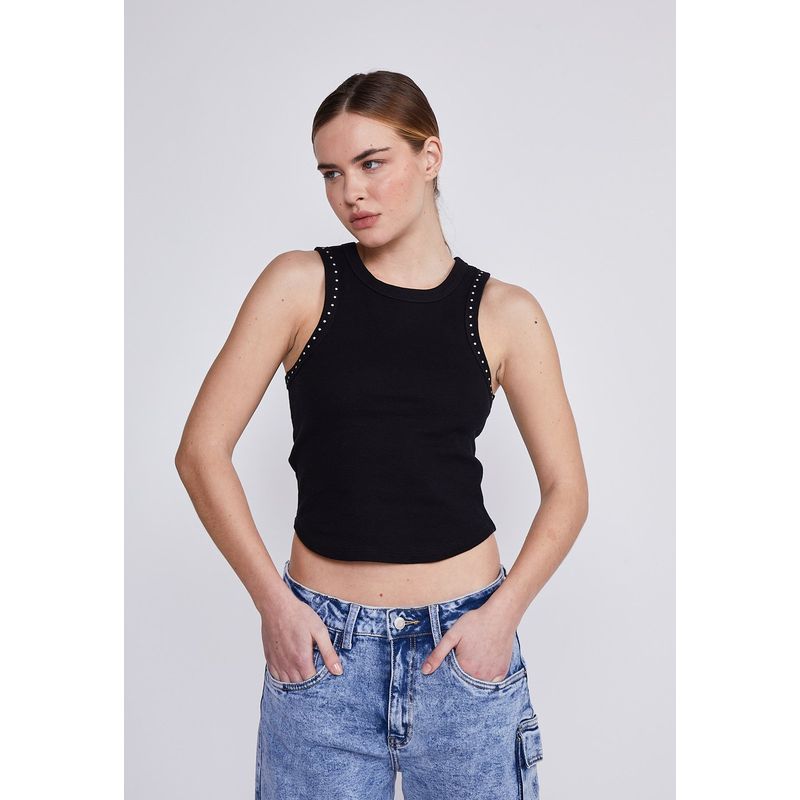 SIOUX - Peto Mujer Negro Tachas Sisa Sioux
