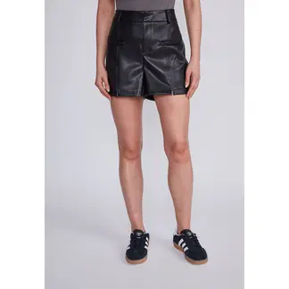 SIOUX - Short Mujer Negro Cuerina Bolsillos
