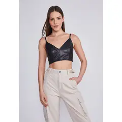 SIOUX - Peto Mujer Negro Eco Cuero