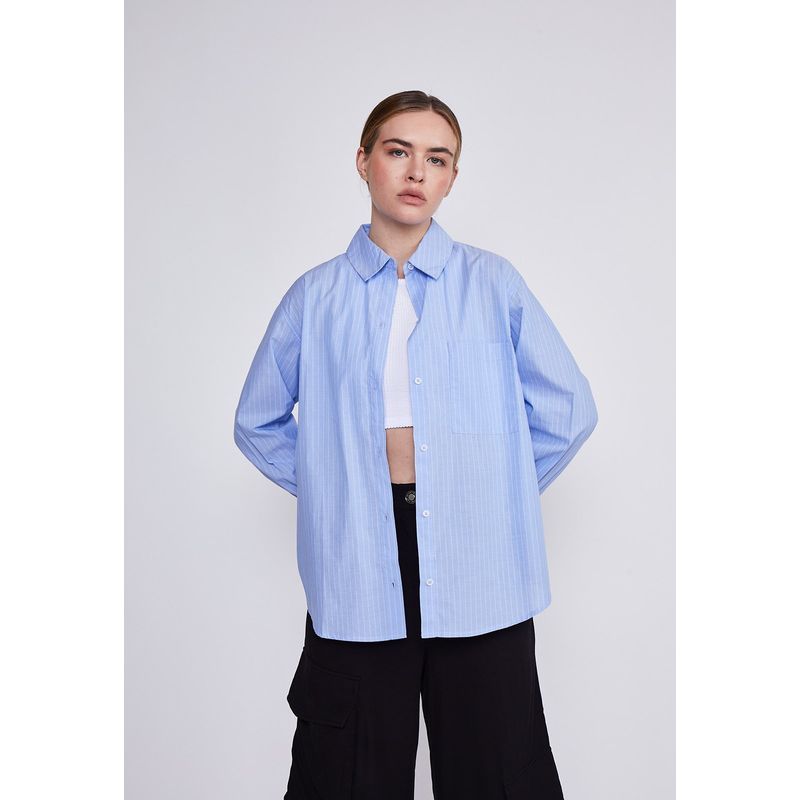SIOUX - Blusa Mujer Celeste Rayas Sioux