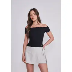 SIOUX - Polera Mujer Negro Panal