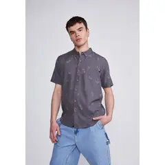 SIOUX - Camisa Hombre Gris Hojas