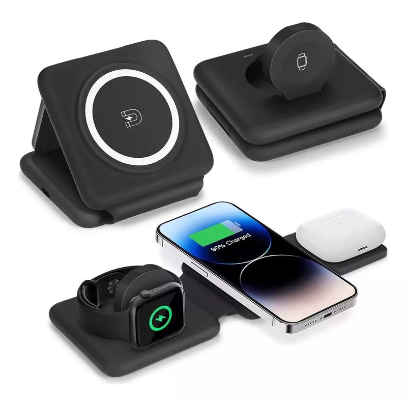 GENERICO - Cargador Inalámbrico Flexible 3 En 1 15w Para iPhone