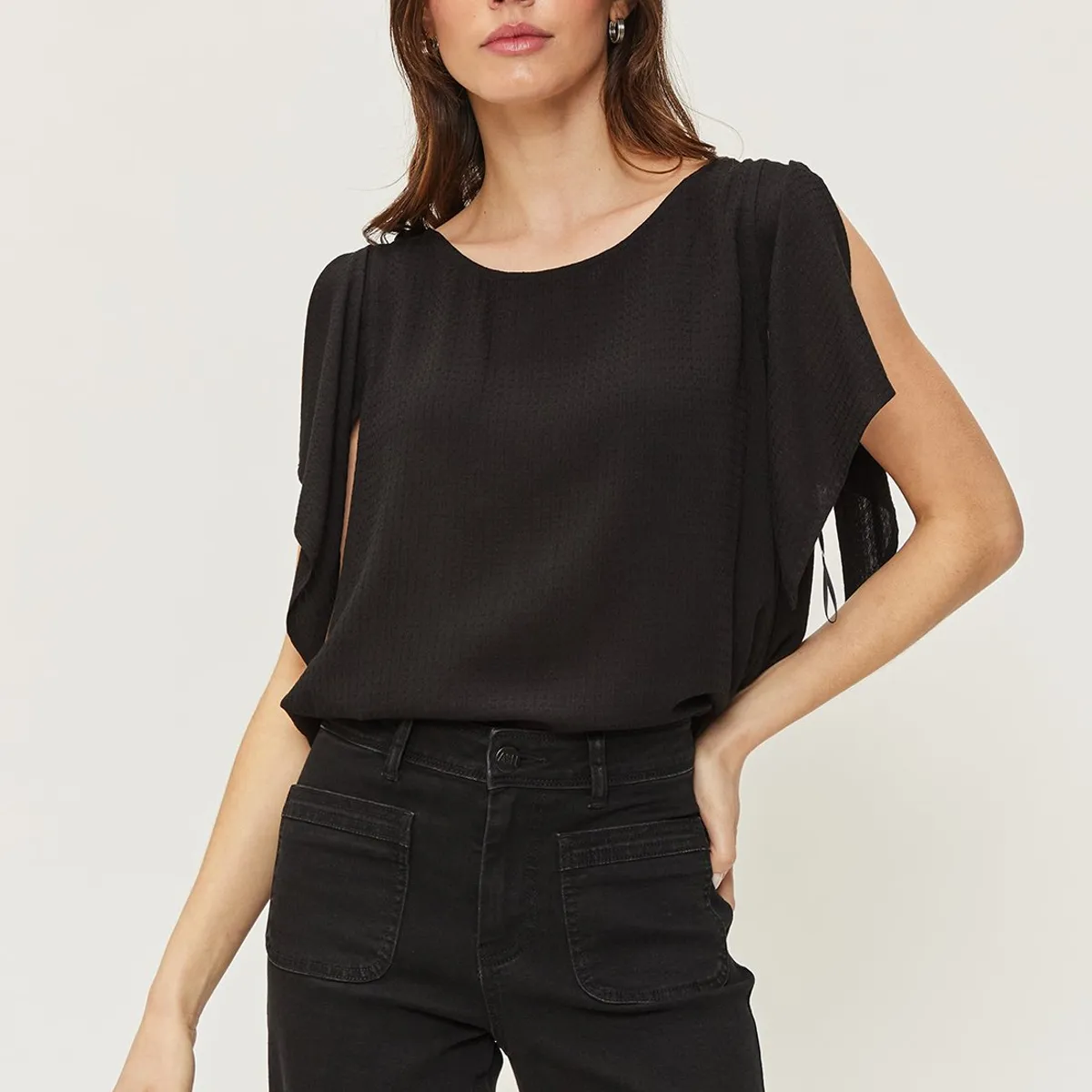 ASH - Blusa Manga Corta Negro Mujer Ash