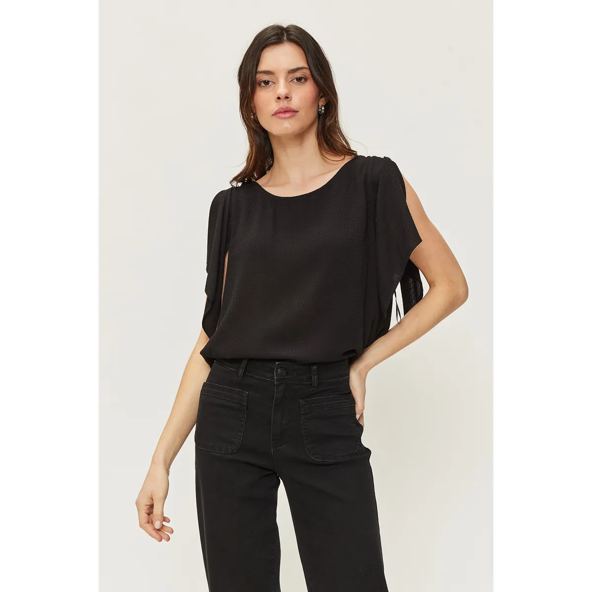 ASH - Blusa Manga Corta Negro Mujer Ash