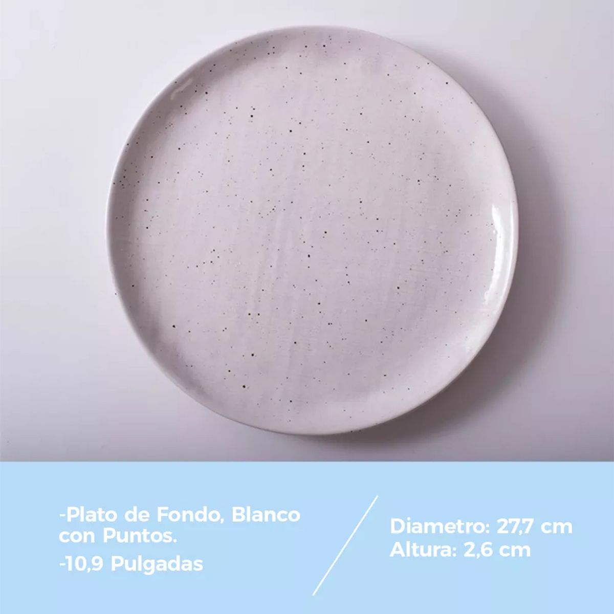 GENERICO - Plato Llano De Fondo Cerámica Con Puntos Negros 277mm X4