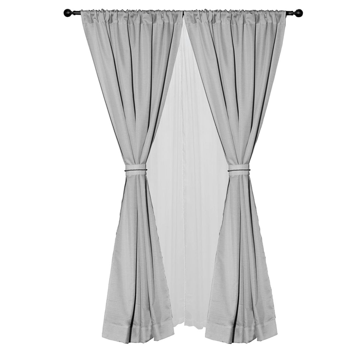 MASEL - Set cortina 8 pzas Amalia pasatubo 140x225Gris