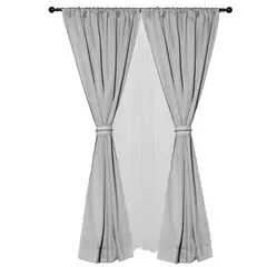 MASEL - Set cortina 8 pzas Amalia pasatubo 140x225Gris