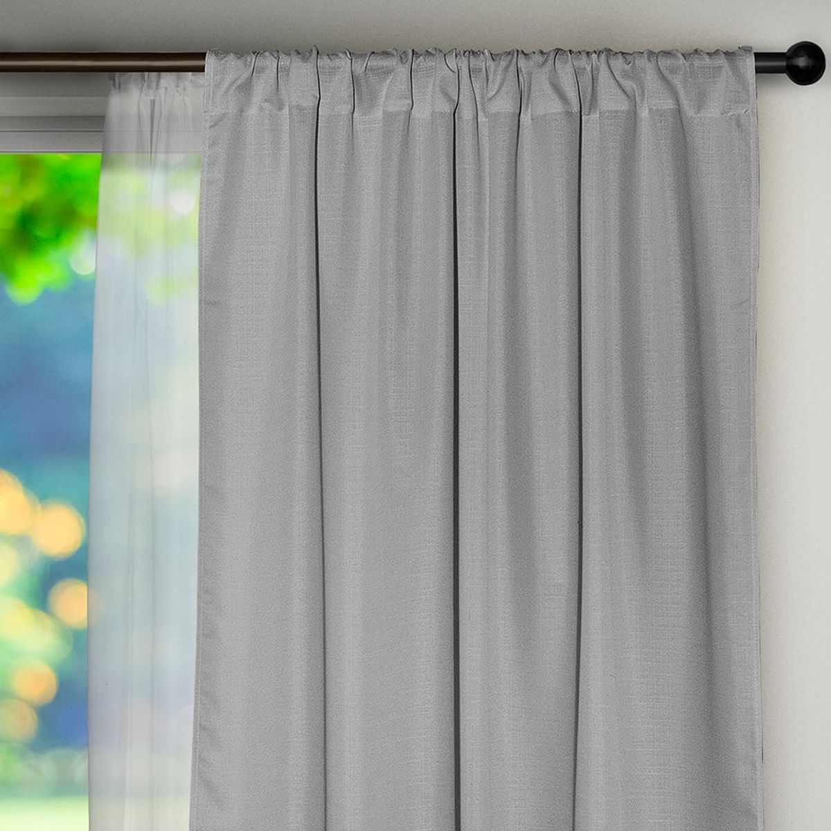 MASEL - Set cortina 8 pzas Amalia pasatubo 140x225Gris