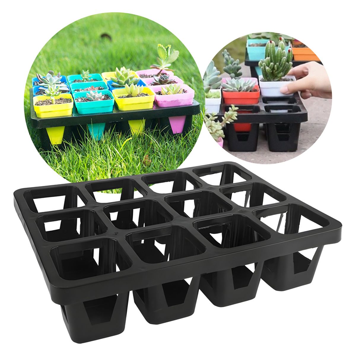 GENERICO - Bandeja Soporte Organizador Para Macetas 12 Cavidades