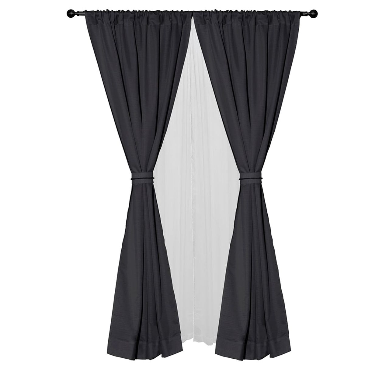 MASEL - Set cortina 8 pzas Amalia pasatubo 140x225Gris Oscuro