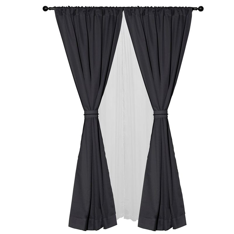 MASEL - Set cortina 8 pzas Amalia pasatubo 140x225Gris Oscuro