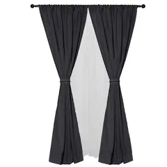 MASEL - Set cortina 8 pzas Amalia pasatubo 140x225Gris Oscuro