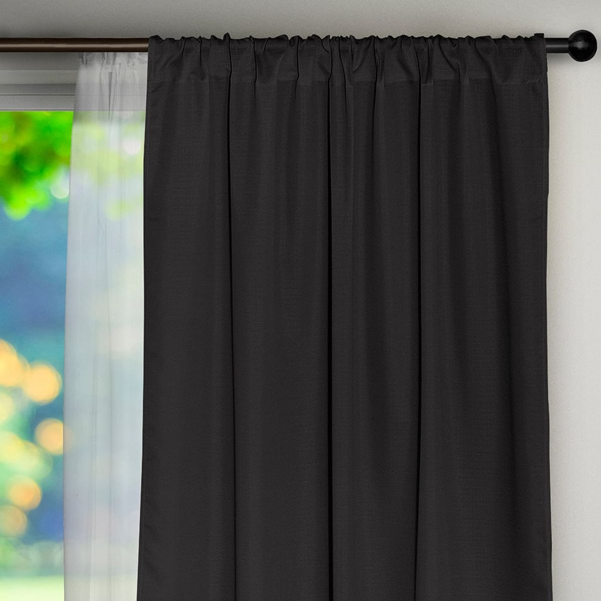 MASEL - Set cortina 8 pzas Amalia pasatubo 140x225Gris Oscuro