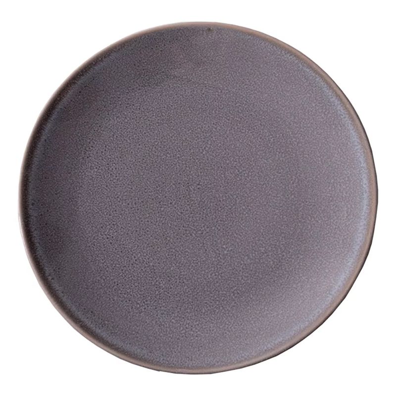 GENERICO - Plato Llano Entrada Cerámica Gris Y Borde Marrón 204mm X4.