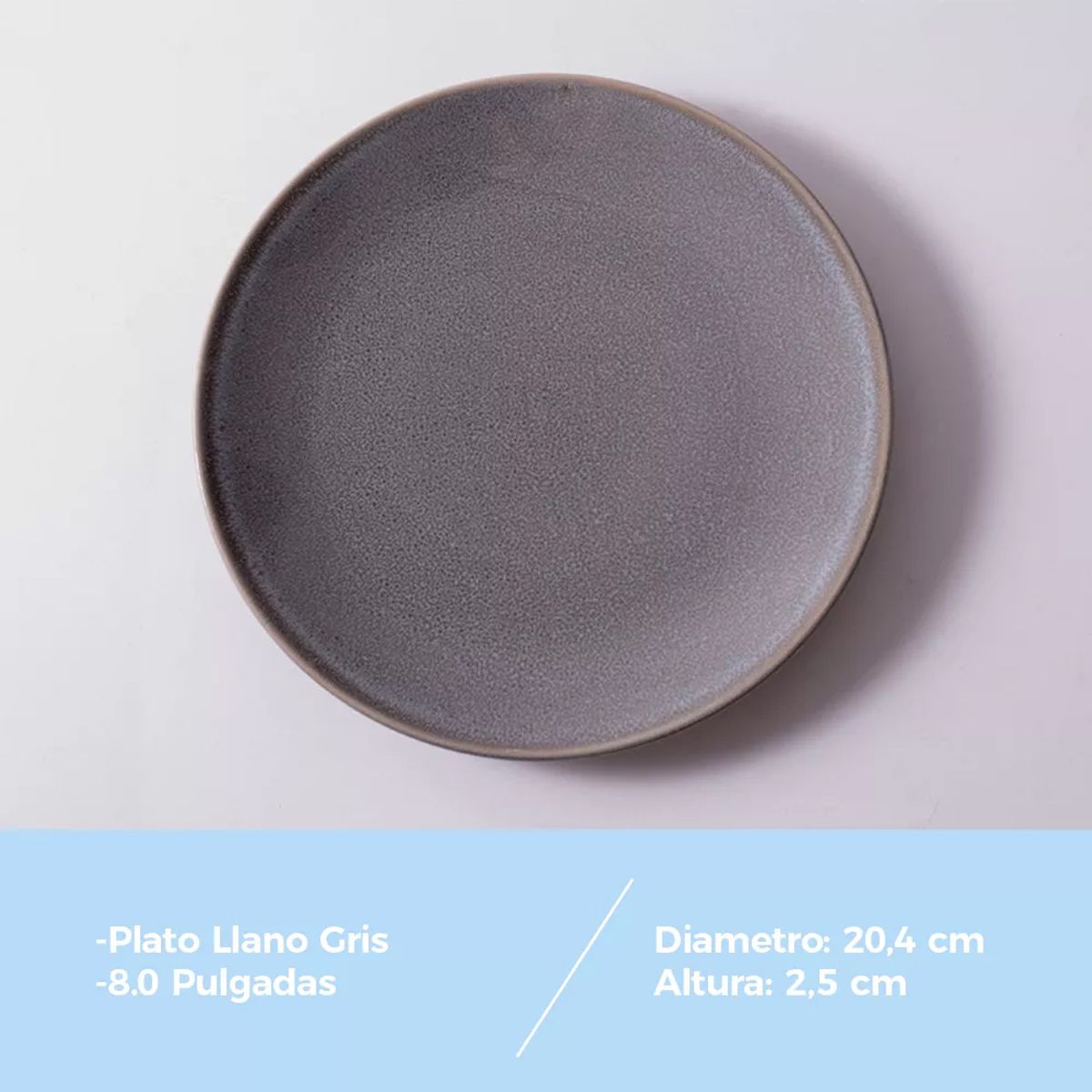 GENERICO - Plato Llano Entrada Cerámica Gris Y Borde Marrón 204mm X4