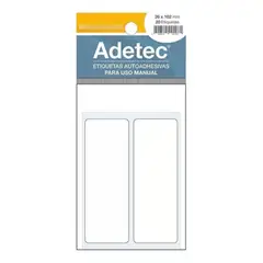 ADETEC - 20 Etiqueta Manual Rectangular Blanca 36x102 mm