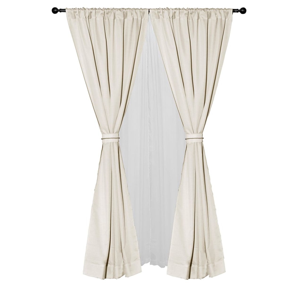 MASEL - Set cortina 8 pzas Amalia pasatubo 140x225 Crudo