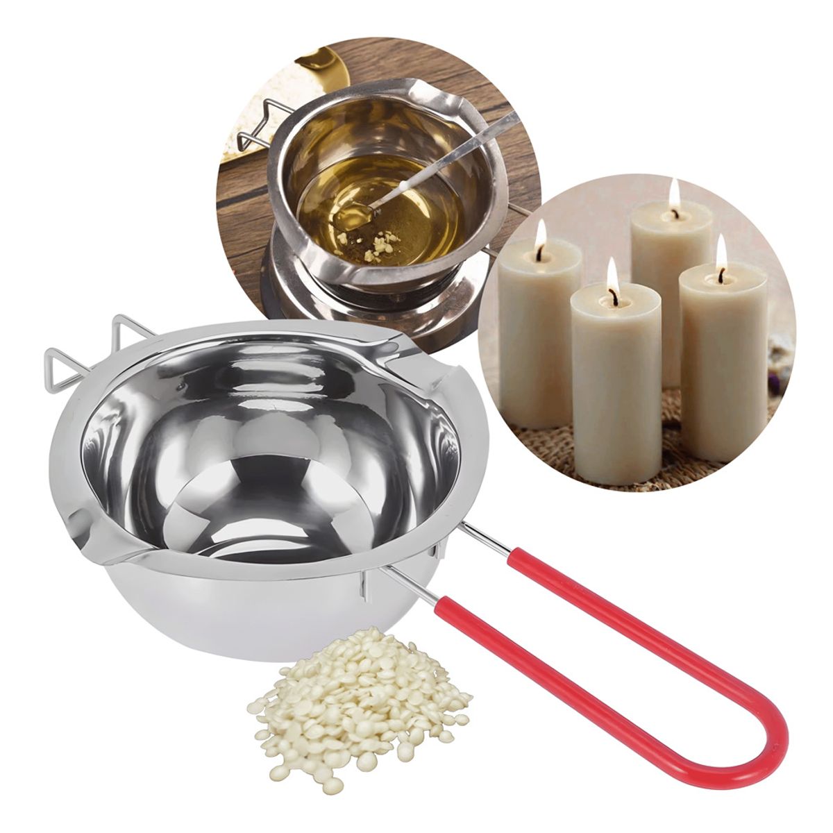 GENERICO - Olla Para Derretir Cera Vela Con Mango Acero Fusion 400ml