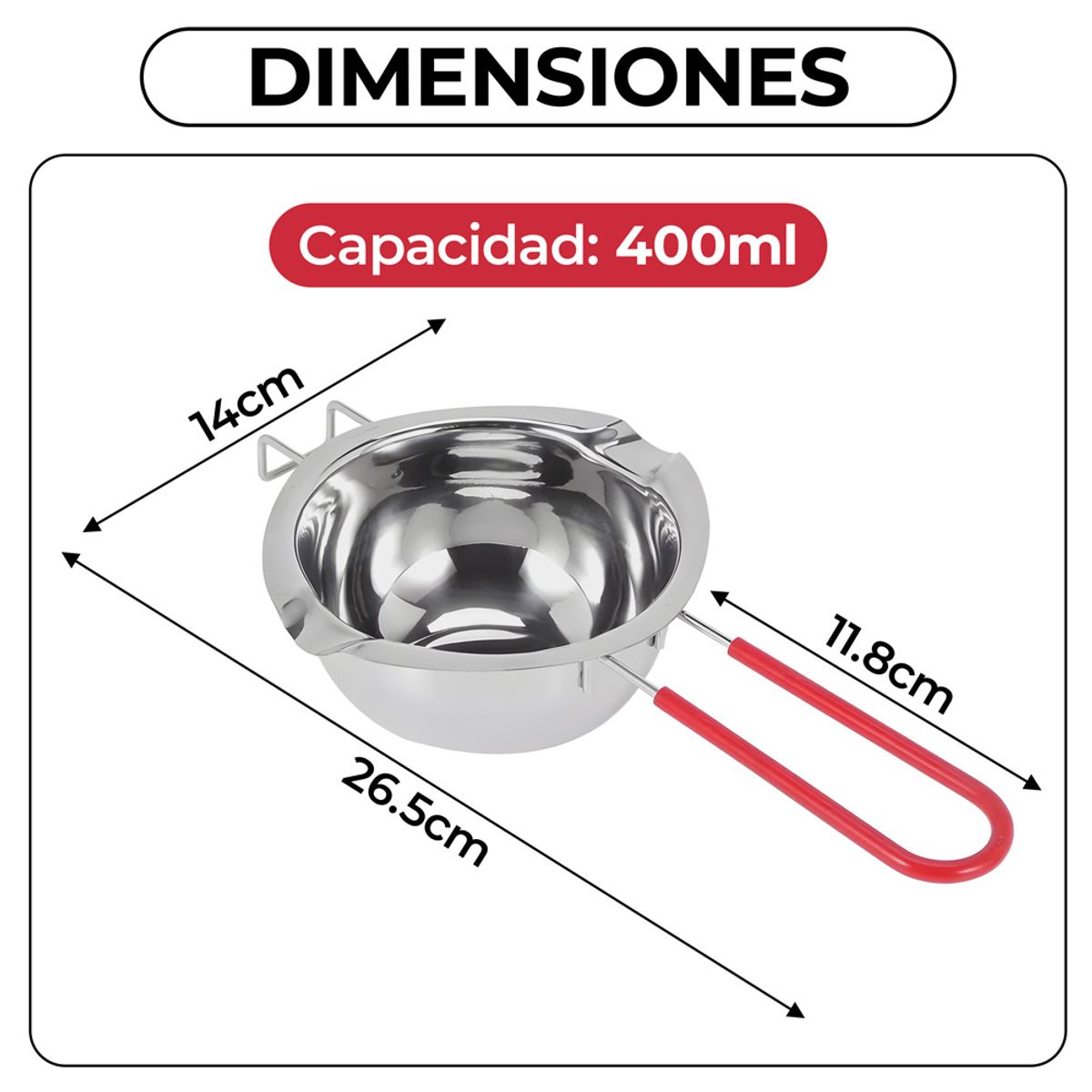 GENERICO - Olla Para Derretir Cera Vela Con Mango Acero Fusion 400ml