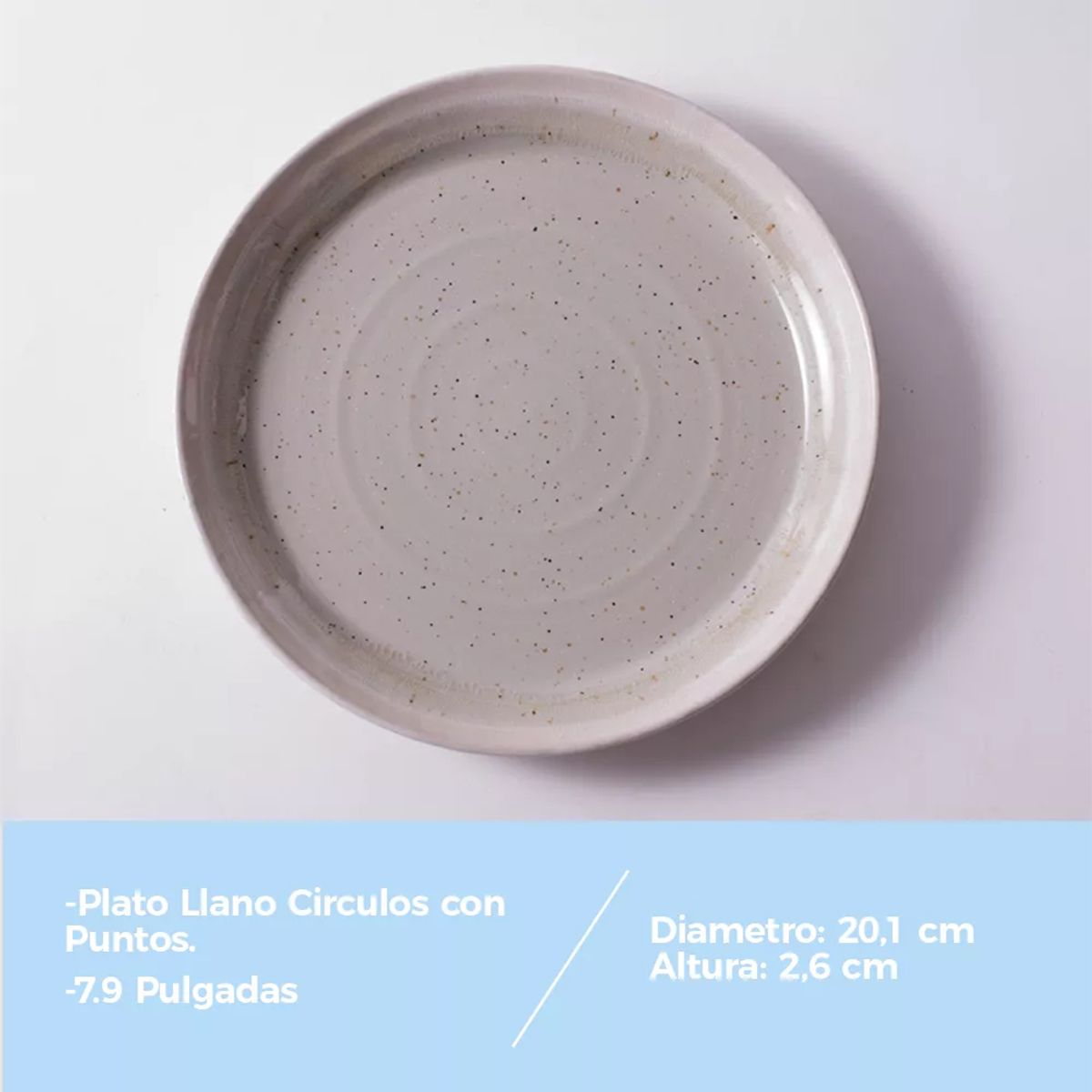 GENERICO - Plato Llano Entrada Cerámica Círculos Con Puntos 20cm X6